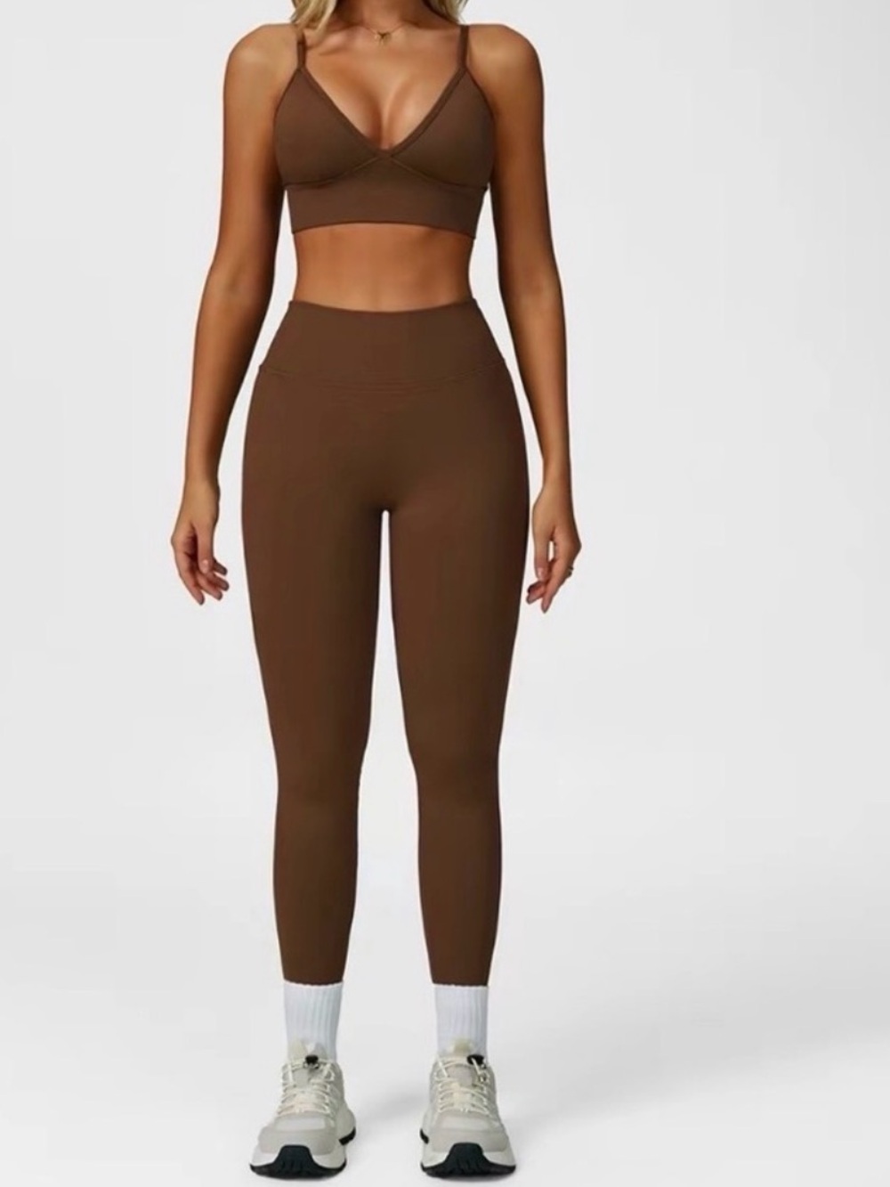 High-Waist Seamless 2 pc set in Chocolate Brown - Women's Activewear NWOT